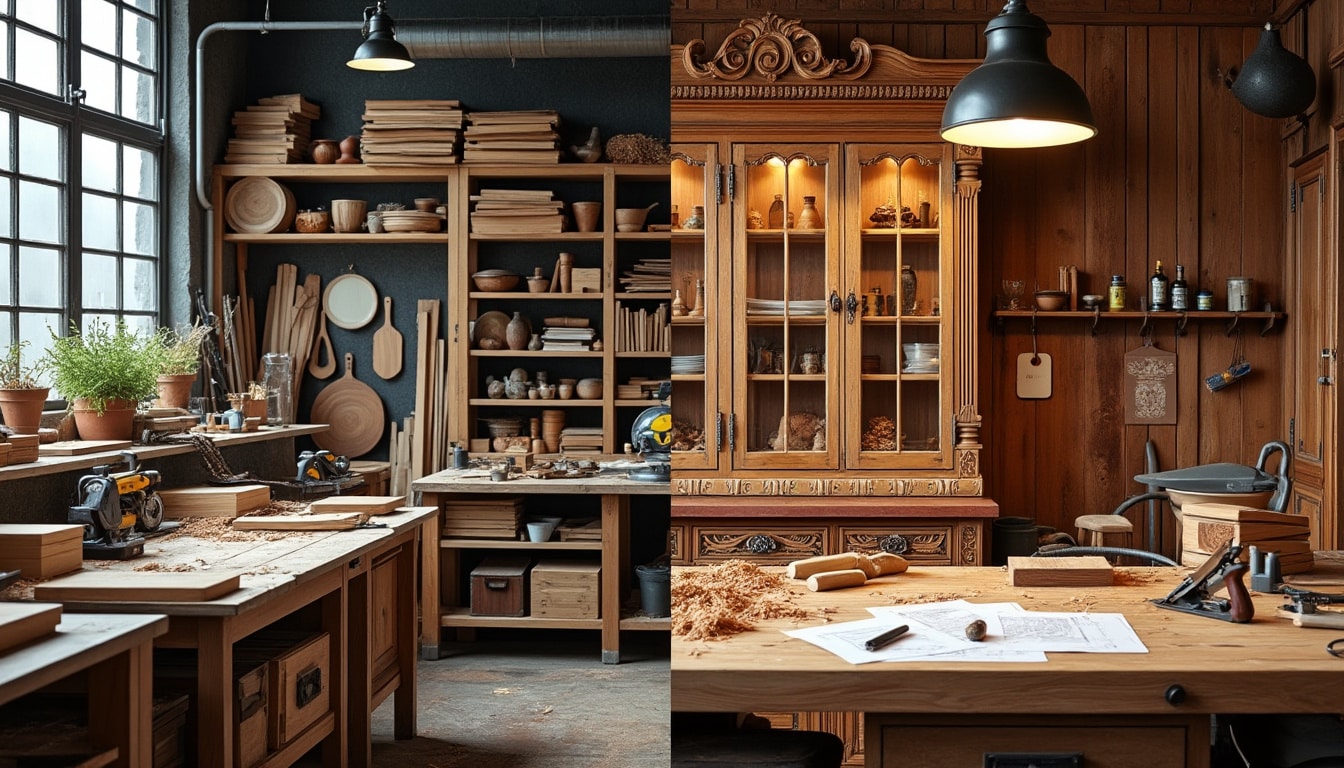 découvrez les principales différences entre la menuiserie standard et l’ébénisterie d’art : techniques, matériaux, savoir-faire et niveaux de personnalisation pour mieux choisir selon vos besoins.